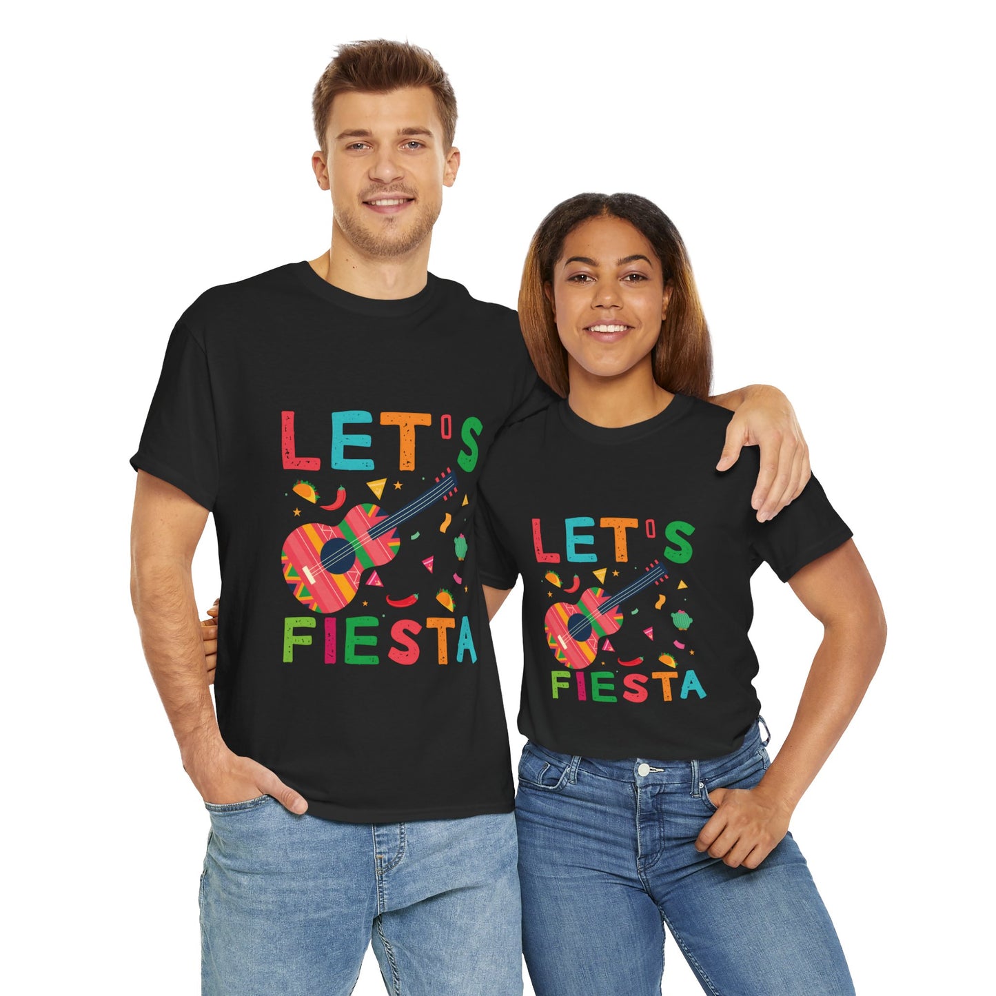Let's Fiesta Unisex Heavy Cotton Tee - Fun Colorful Graphic T-Shirt for Celebrations