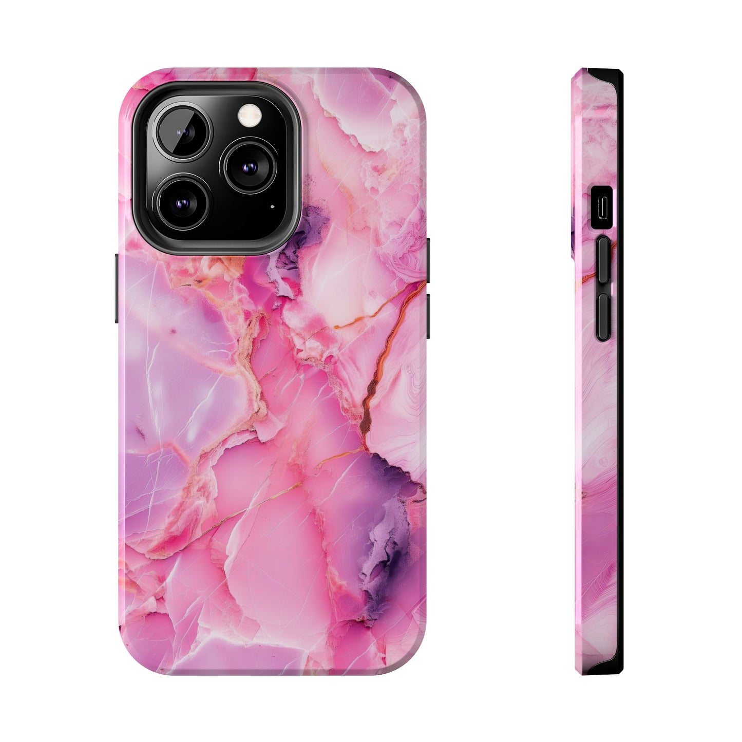 Pink Marble Tough Cases for iPhone, Stylish Protective Covers