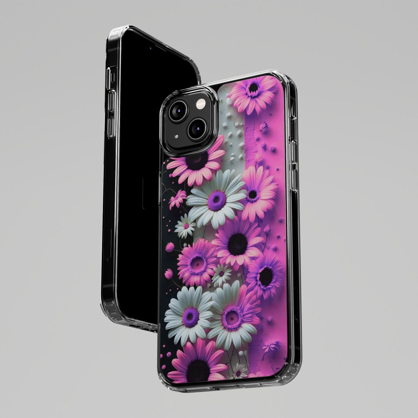 Floral Clear Phone Case – Pink Flower Design