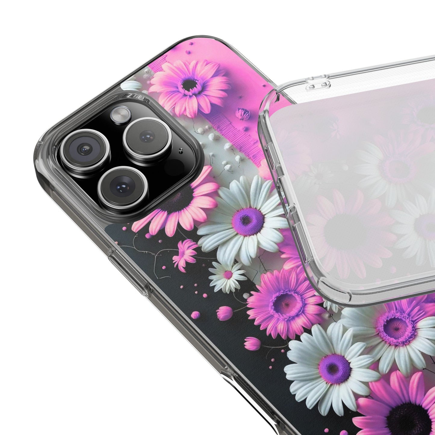 Floral Clear Phone Case – Pink Flower Design