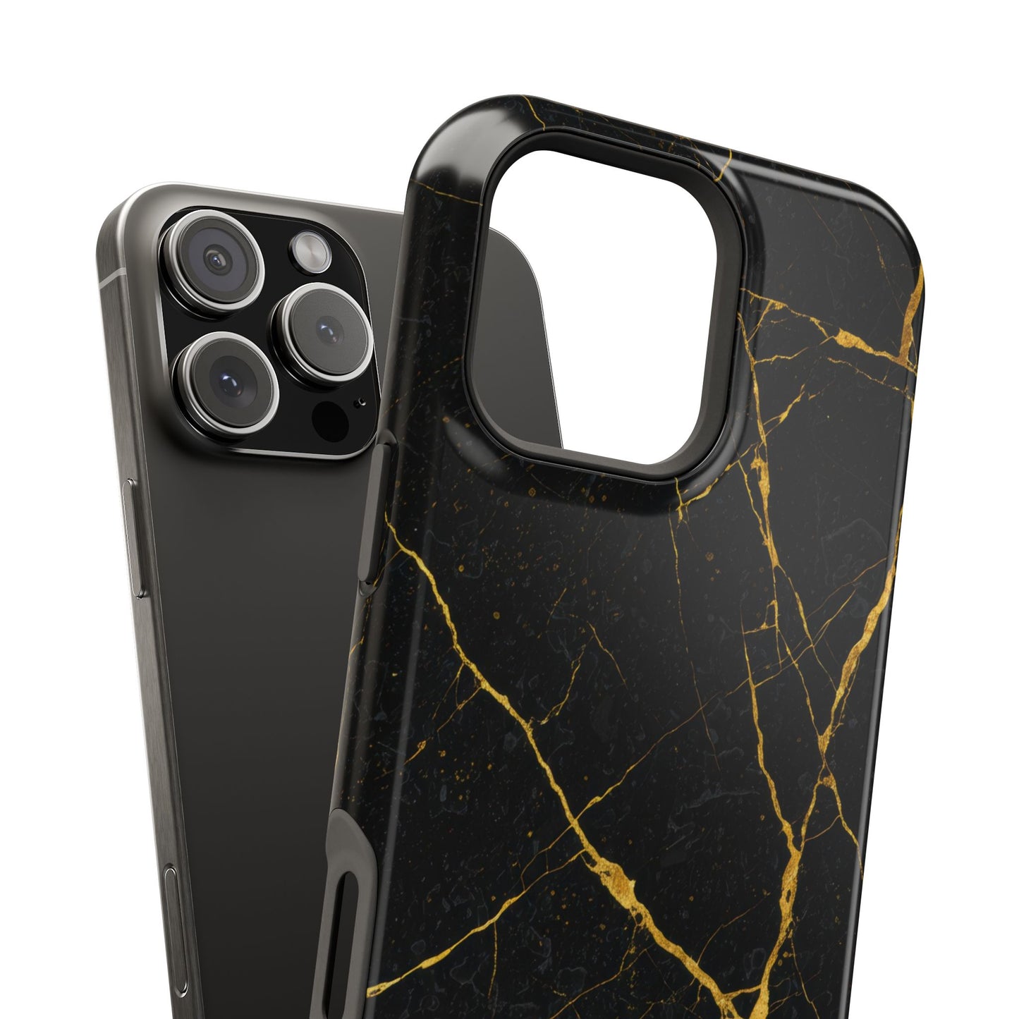 Luxury Black Marble Impact-Resistant iPhone