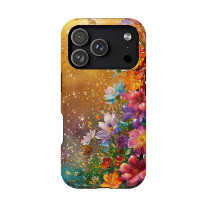 Vibrant Floral Magnetic Phone Case, Artistic Phone Cover