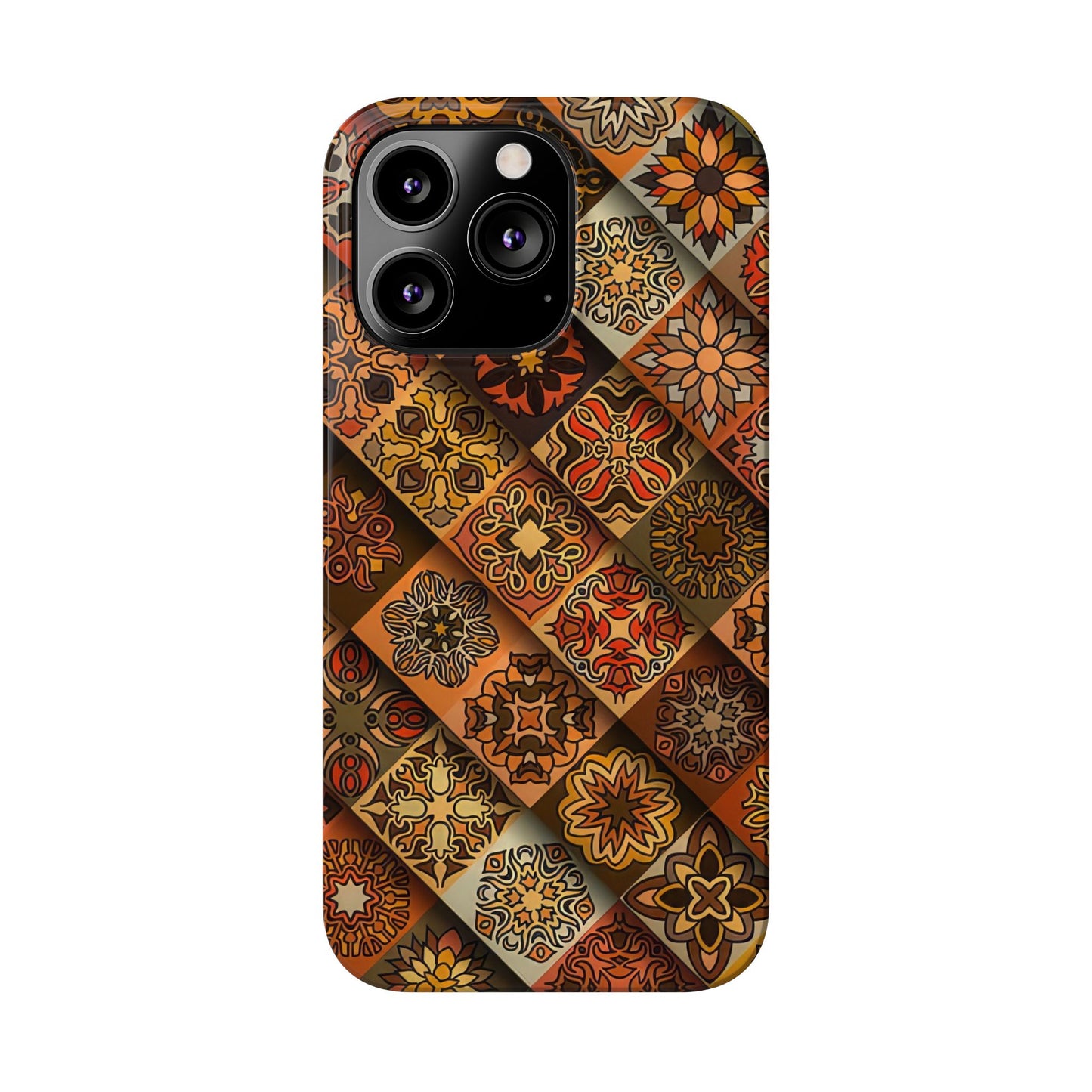 Aztec Geometric Slim Case, Boho Orange