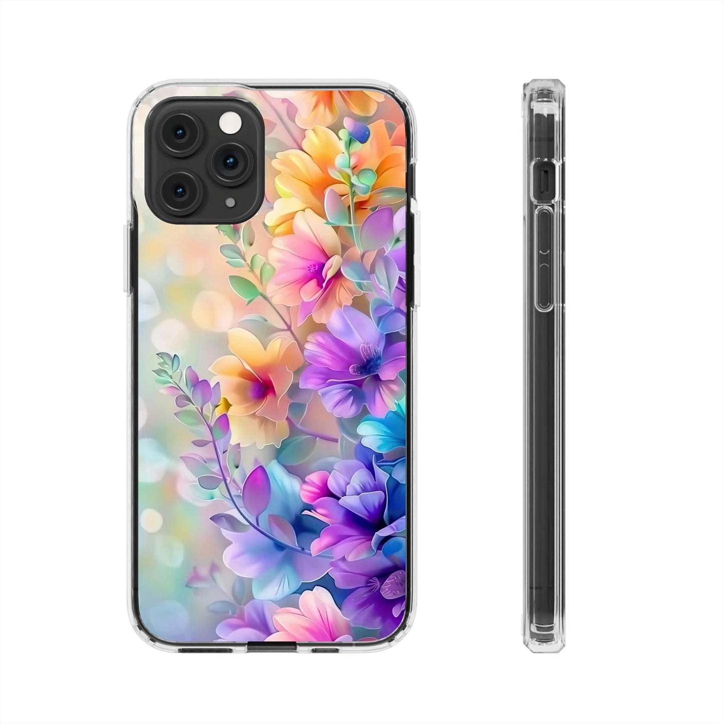 Floral Clear Phone Case -  Colorful Spring Design