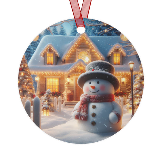 Merry Snowman’s Hearthside Metal Ornaments, 2-Side Print