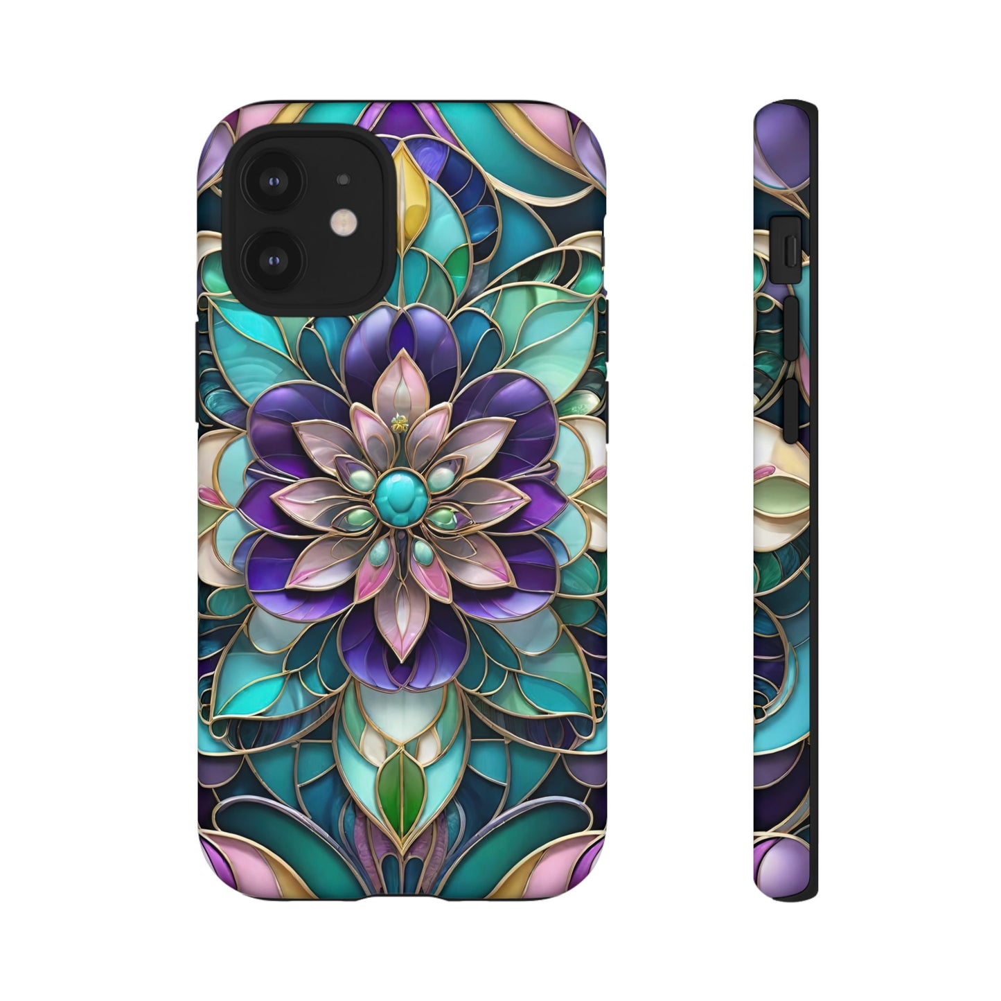 Floral Stained Glass Tough Phone Case -Stylish Protection for Your Device