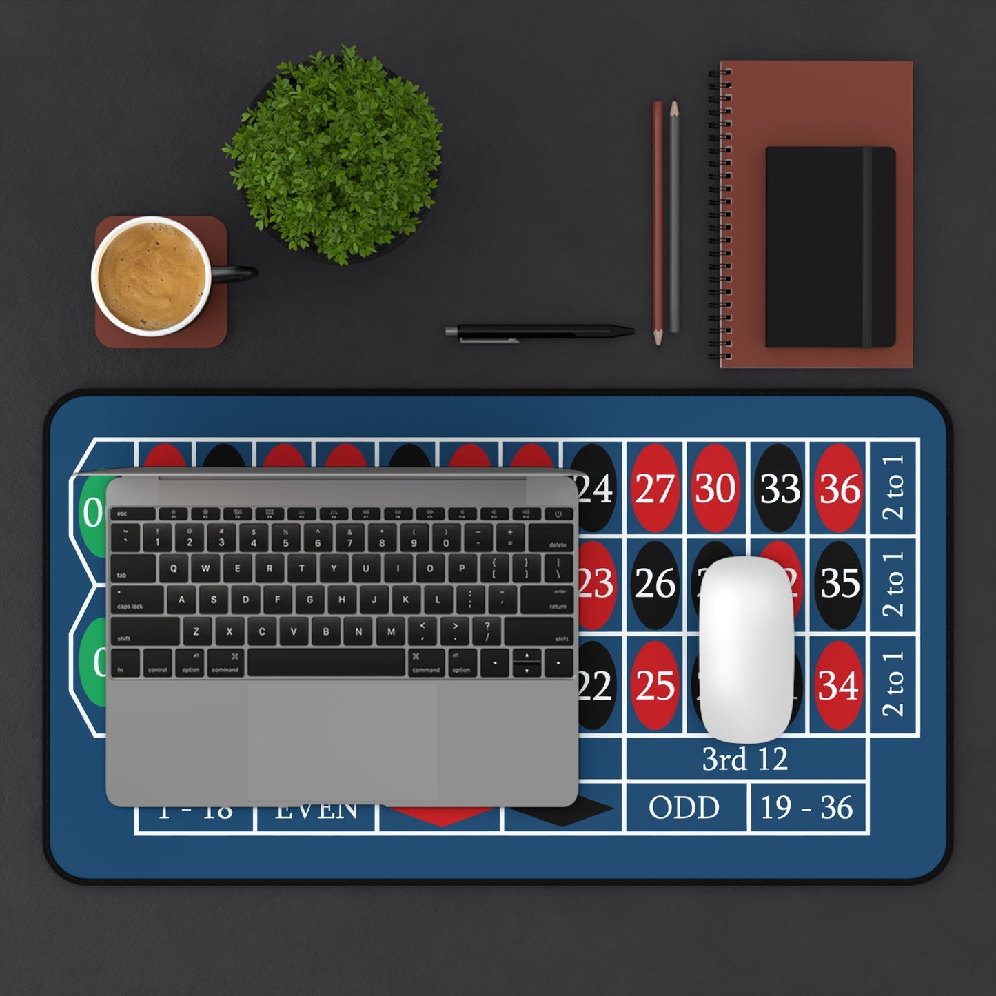 2 in 1 Casino  Desk Mat - American Roulette Gaming Accessory
