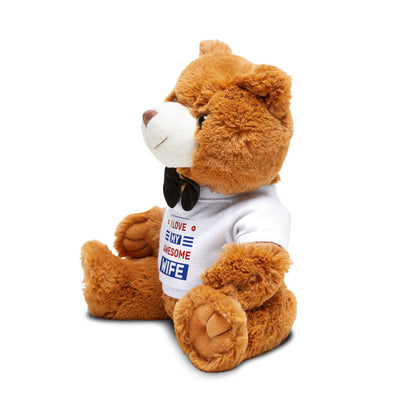 Cute Teddy Bear with 'I Love My Awesome Wife' T-Shirt, Gift for Wife, Anniversary Surprise