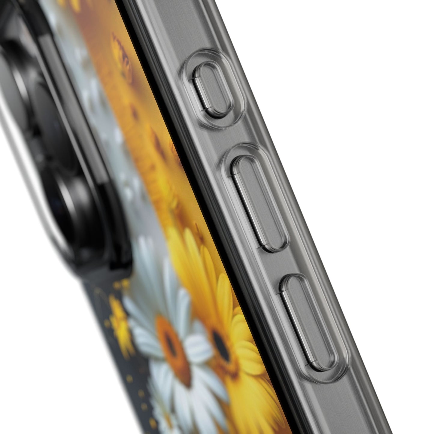 Clear Floral Phone Case - Yellow and White Daisy Pattern Colorful Spring Accessory