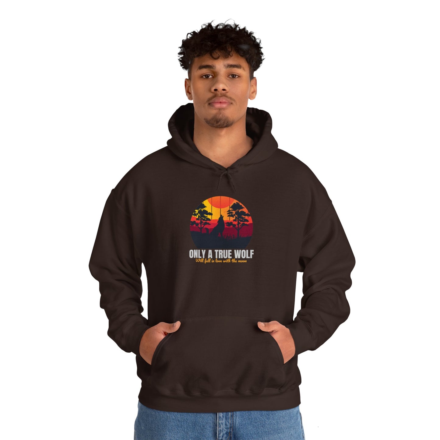 Only A True  Wolf Unisex Heavy Blend™ Hooded Sweatshirt