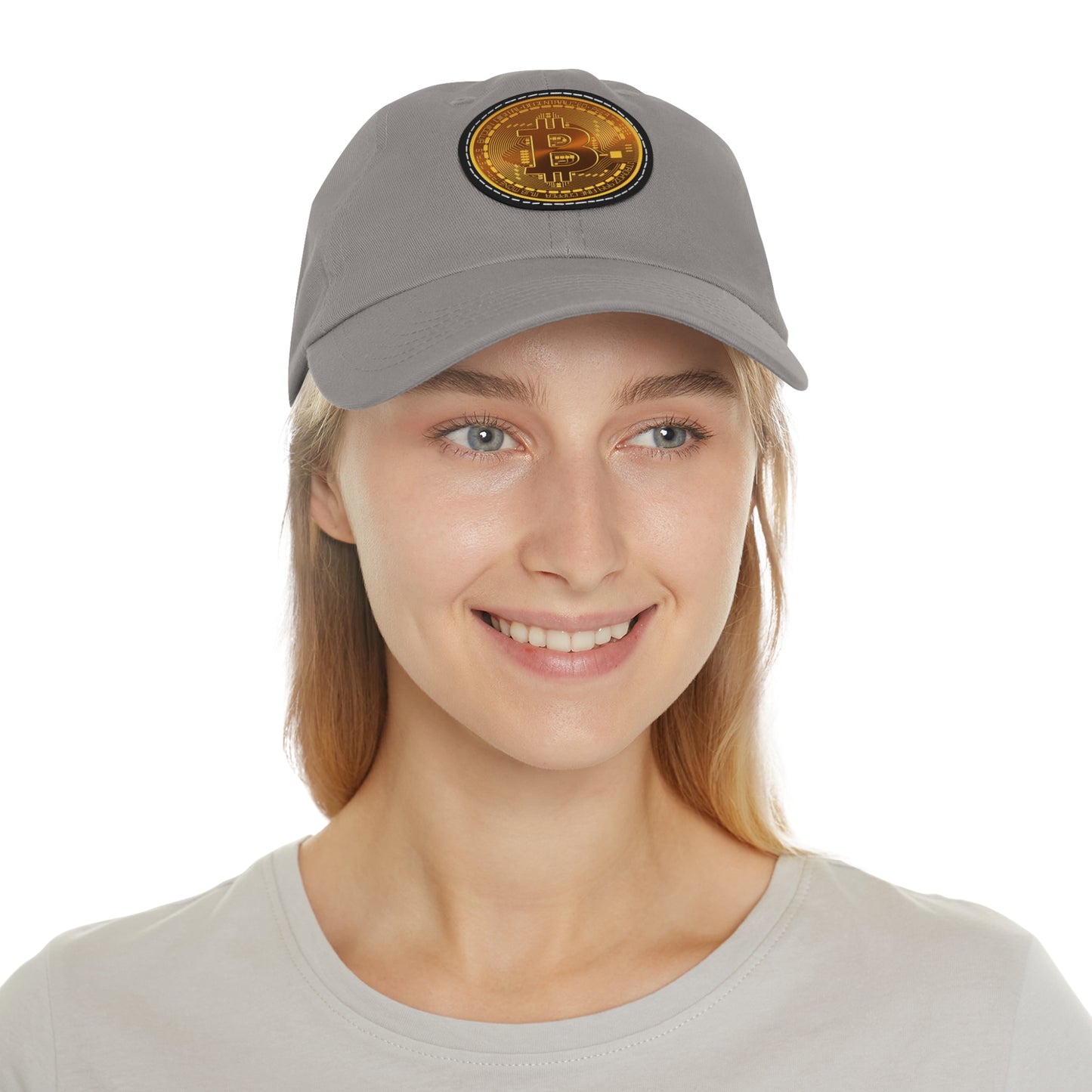 Bitcoin Dad Hat with Leather Patch (Round)