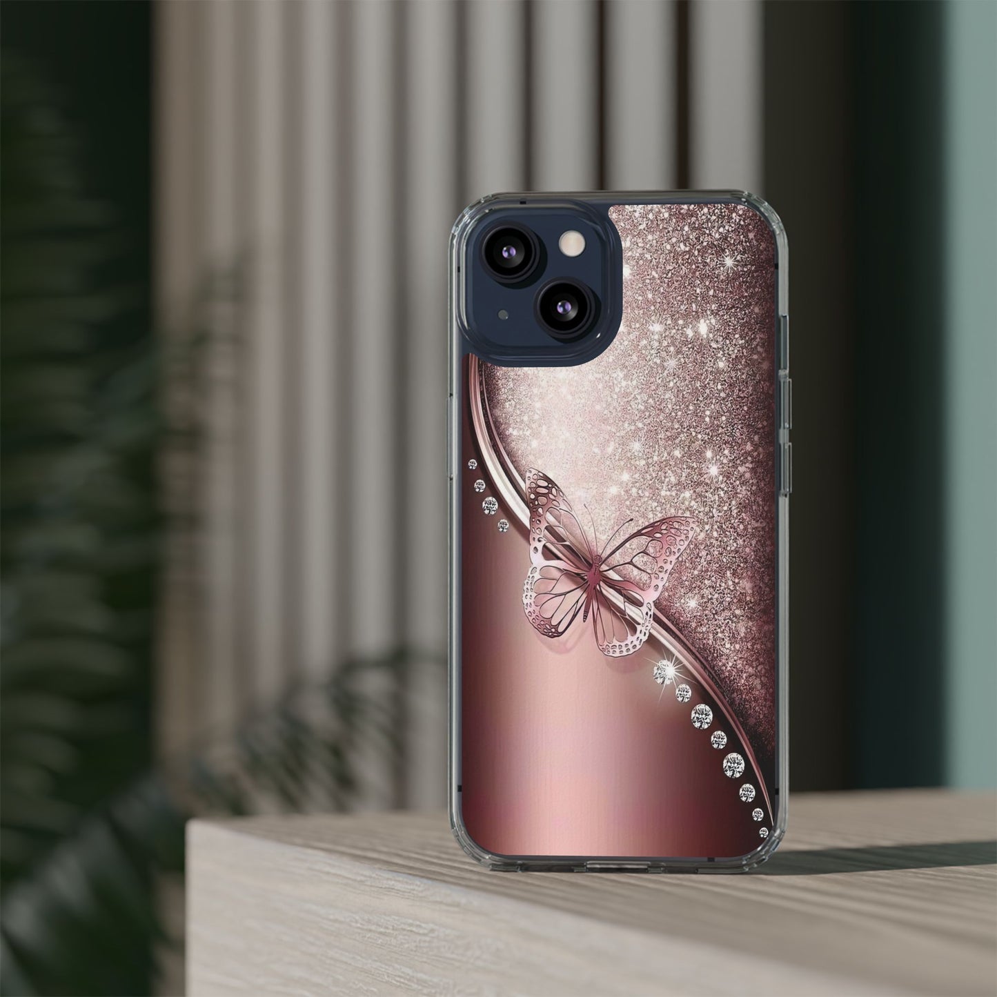 Elegant Butterfly Clear Case, Stylish Transparent Protective Cover for Women