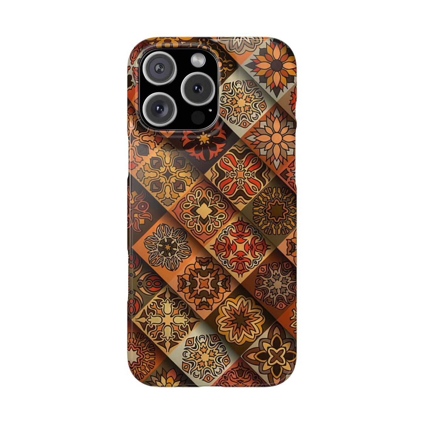 Aztec Geometric Slim Case, Boho Orange