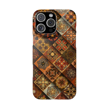 Aztec Geometric Slim Case, Boho Orange