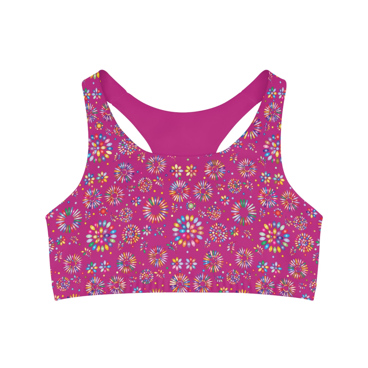 Vibrant Vibes Seamless Sports Bra (AOP) / Pink