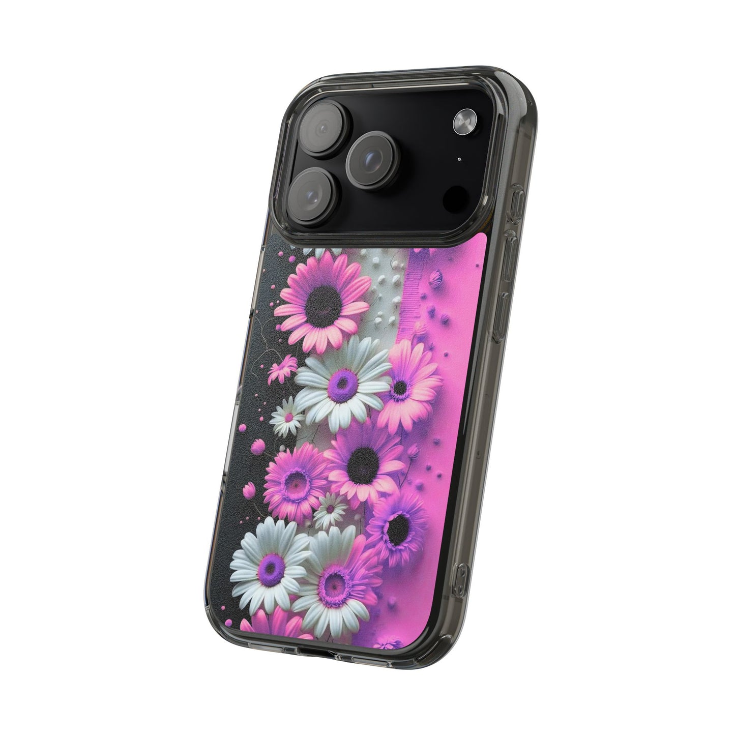 Floral Clear Phone Case – Pink Flower Design