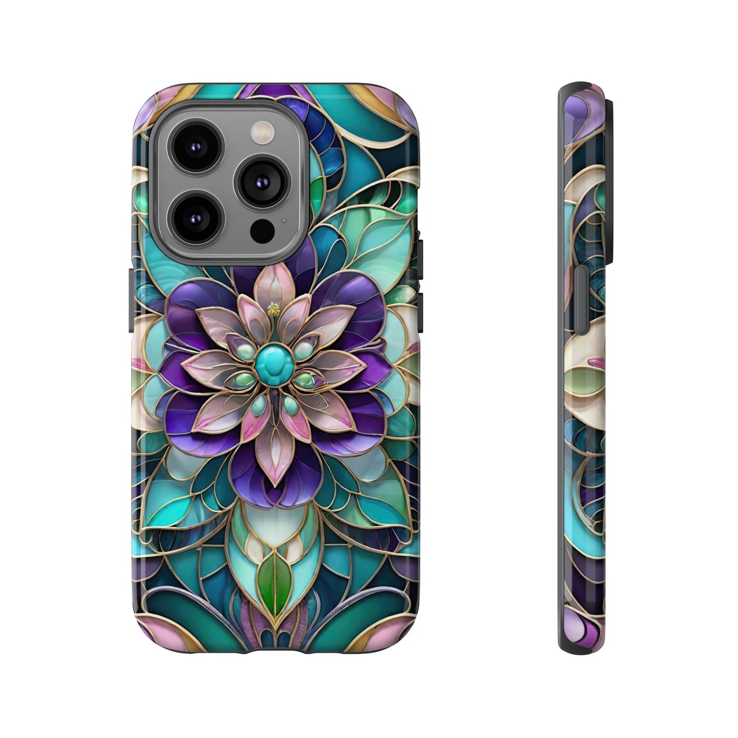 Floral Stained Glass Tough Phone Case -Stylish Protection for Your Device