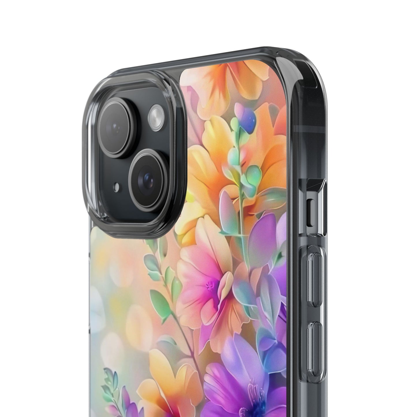 Floral Clear Phone Case -  Colorful Spring Design