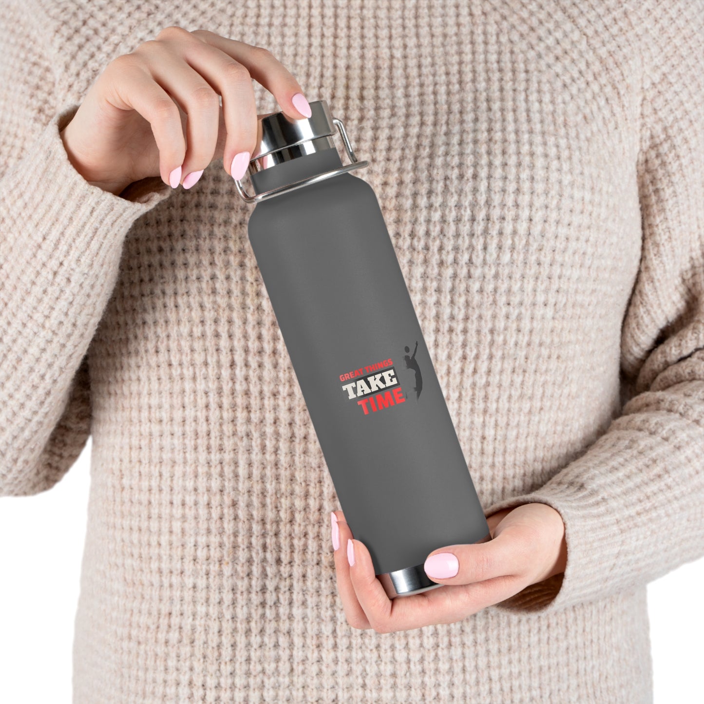 Great Things Take Time  Copper Vacuum Insulated Bottle, 22oz