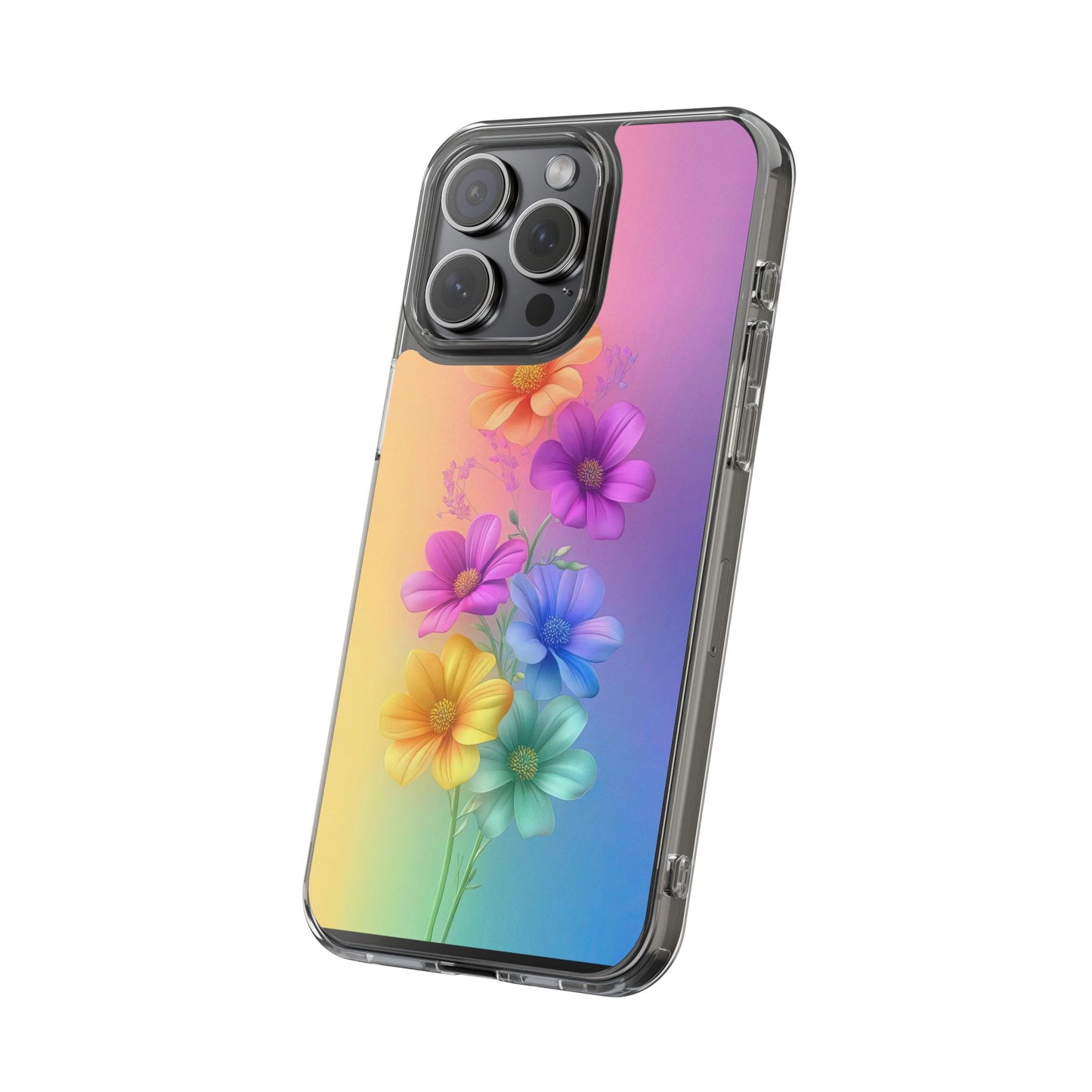 Floral Clear Phone Case – Colorful Flower Design