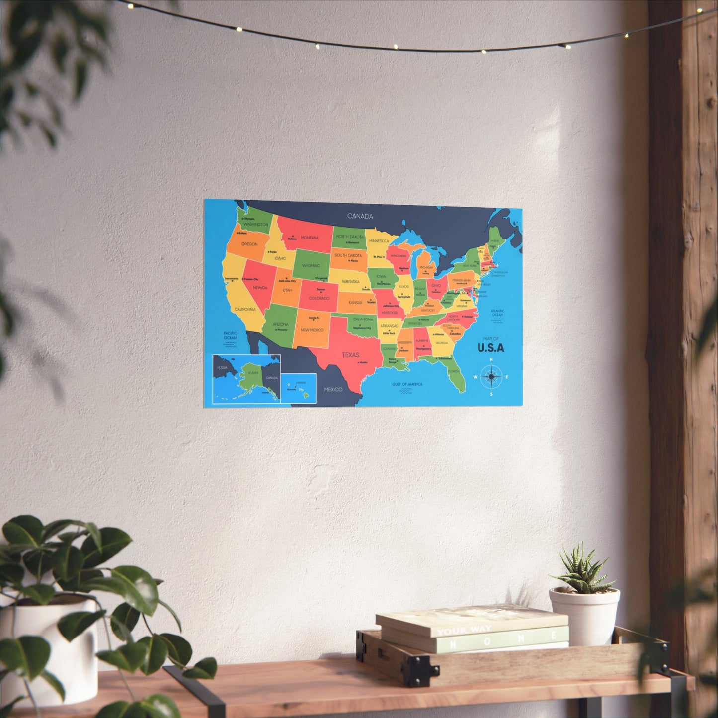 USA Map States and Capitals Posters
