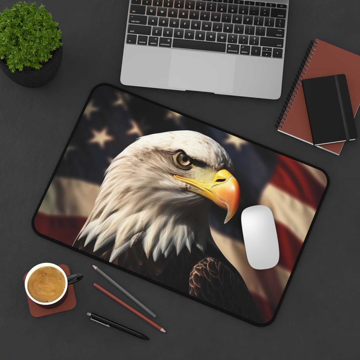 Patriotic Bald Eagle Desk Mat