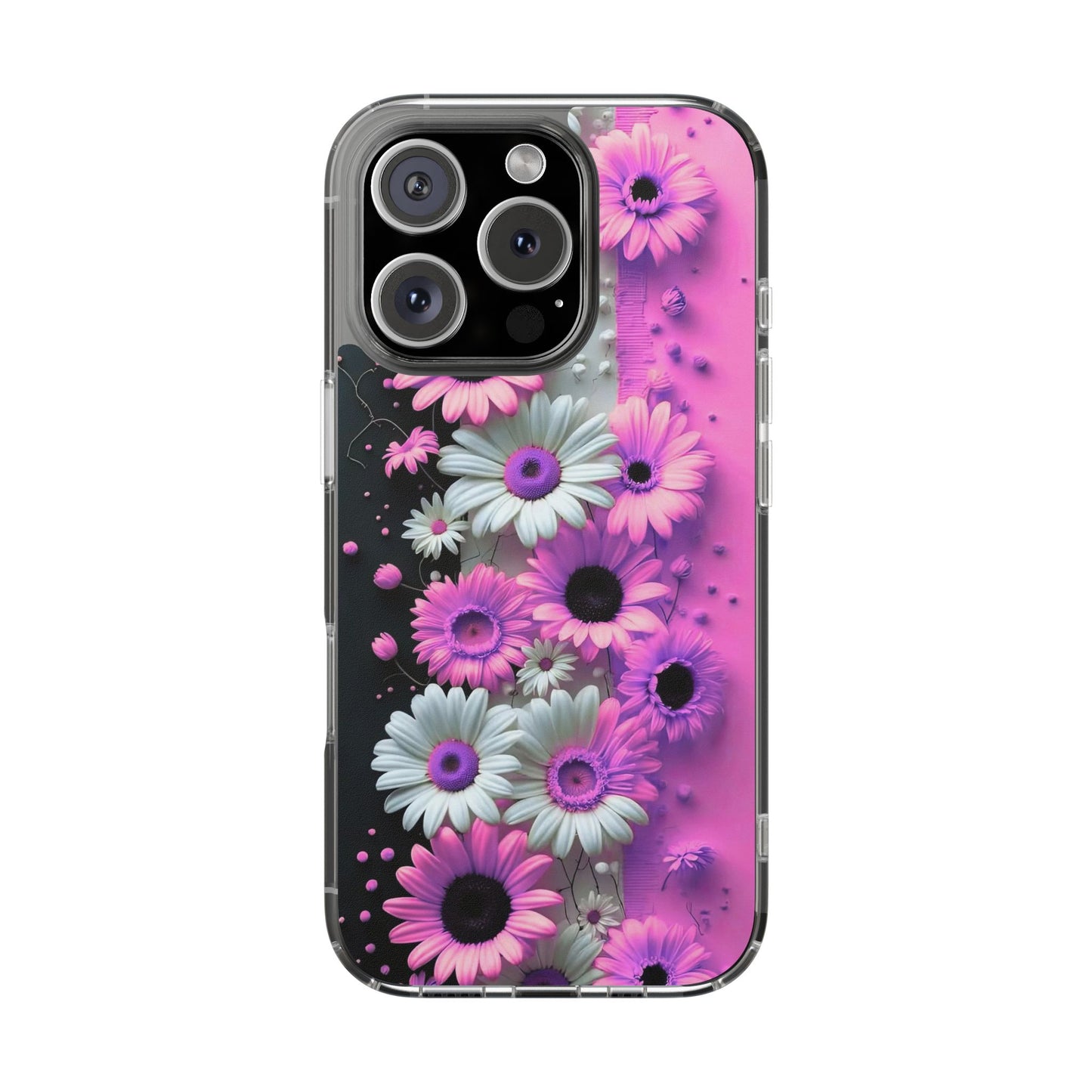 Floral Clear Phone Case – Pink Flower Design