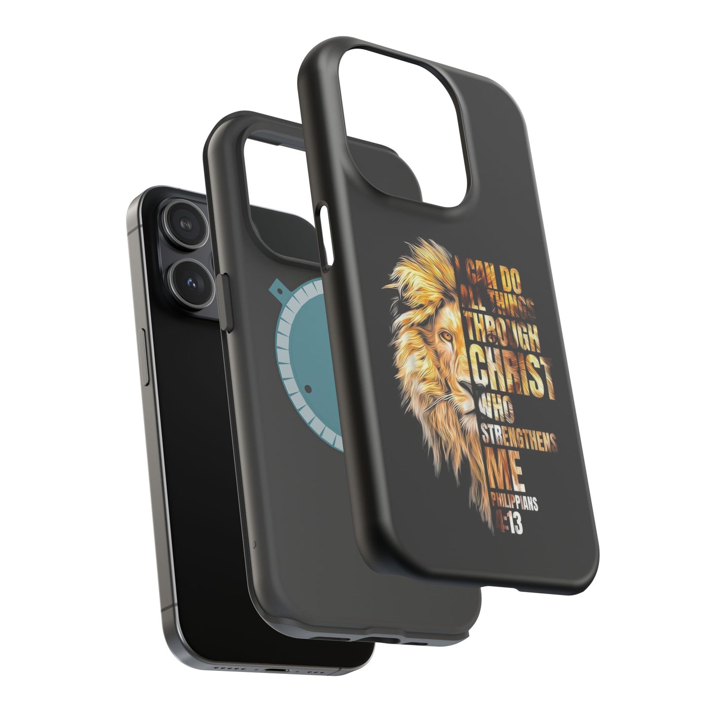 Inspirational Lion Magnetic iPhone Case, Strength & Faith, Christian Accessories