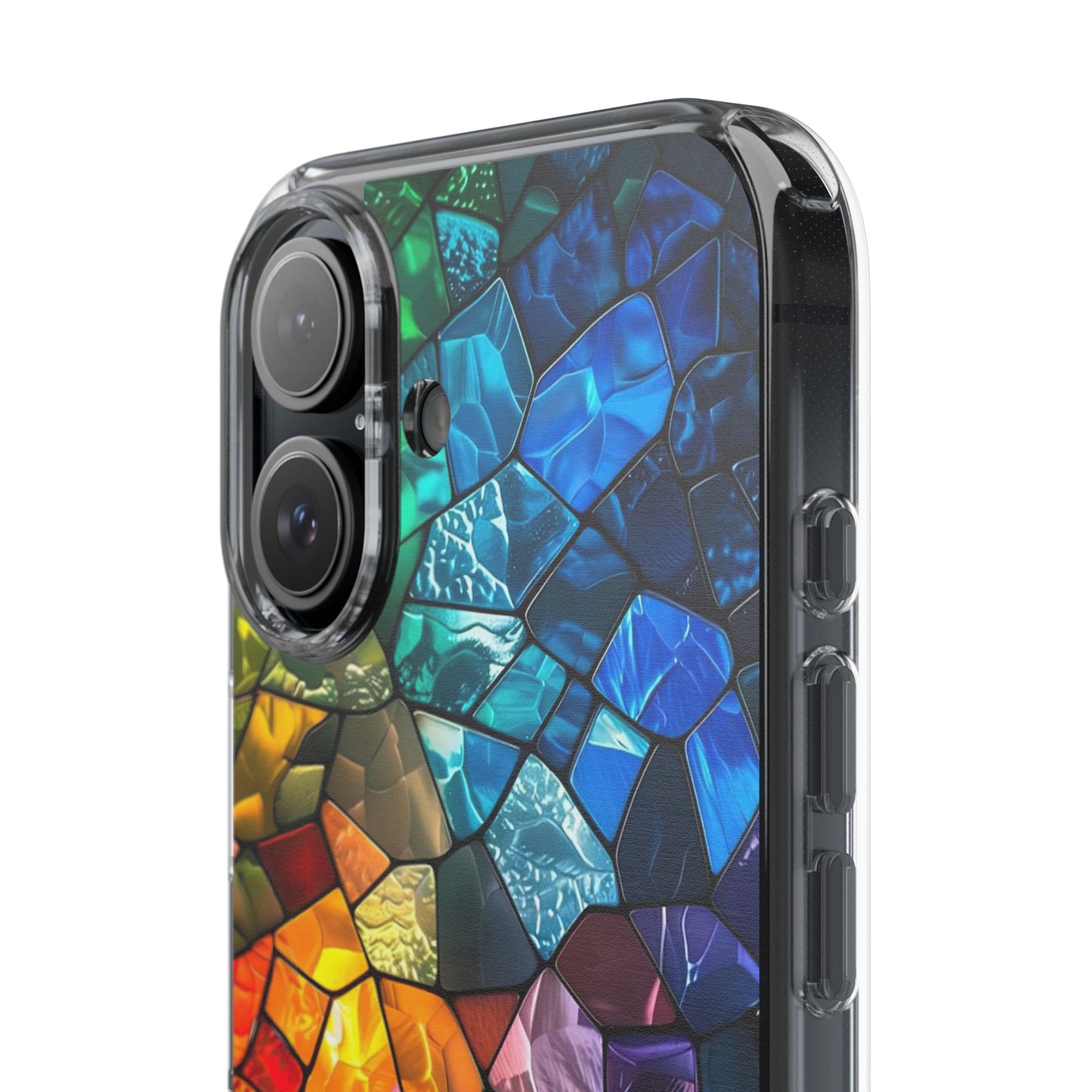 Vibrant Clear Phone Case, Colorful Stained Glass Design