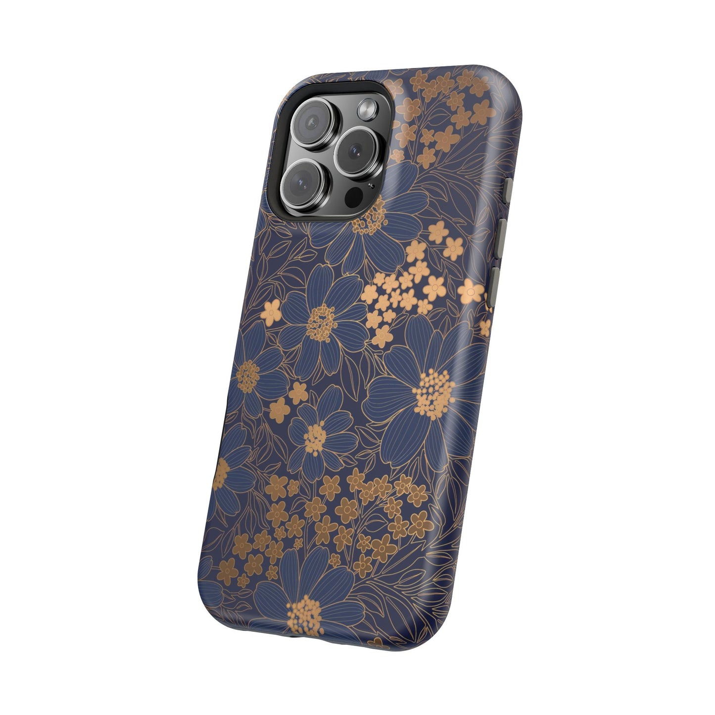 Luxury Serial Magnetic Phone Case, Golden Floral