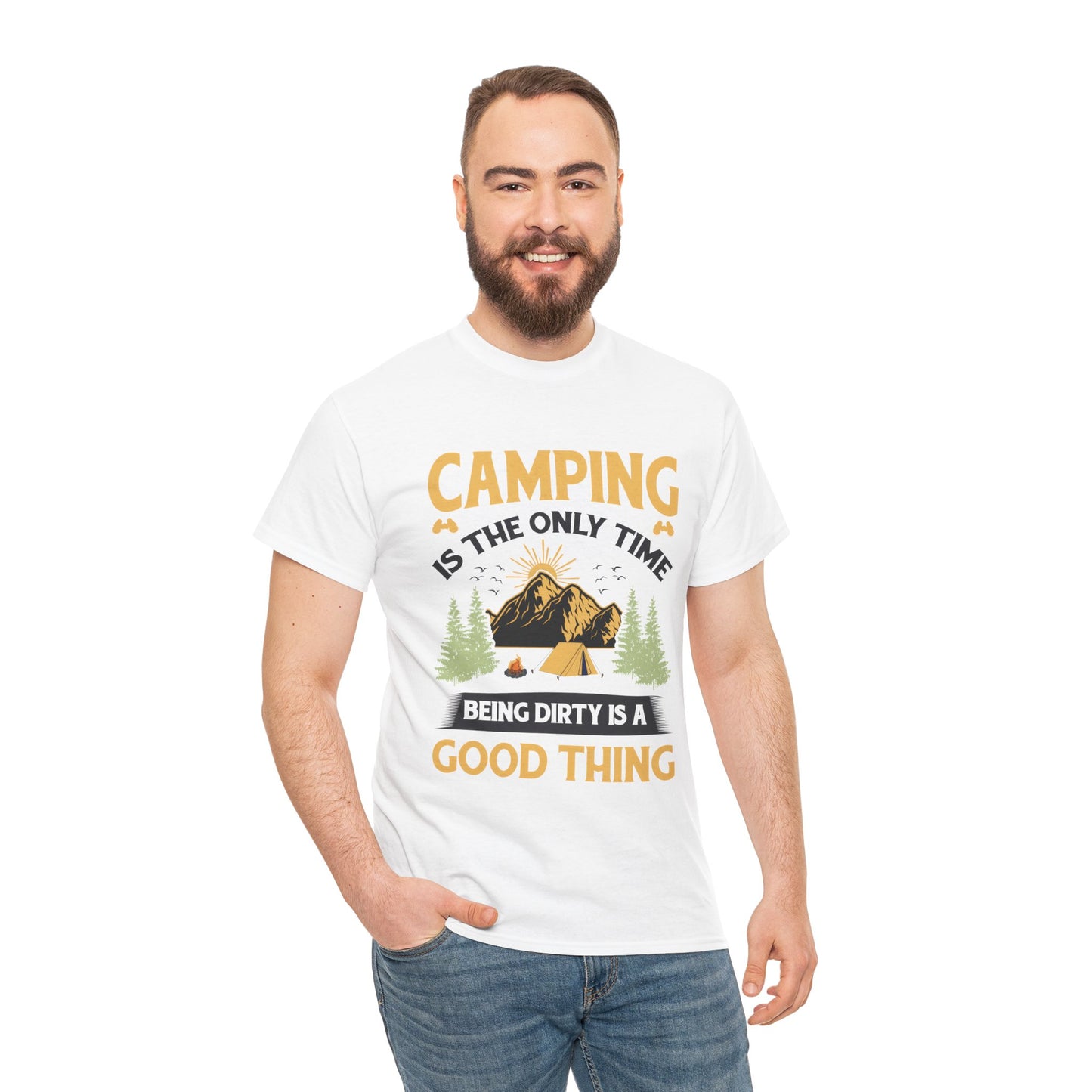 Camping Vibes Unisex Heavy Cotton Tee - "Being Dirty is a Good Thing"
