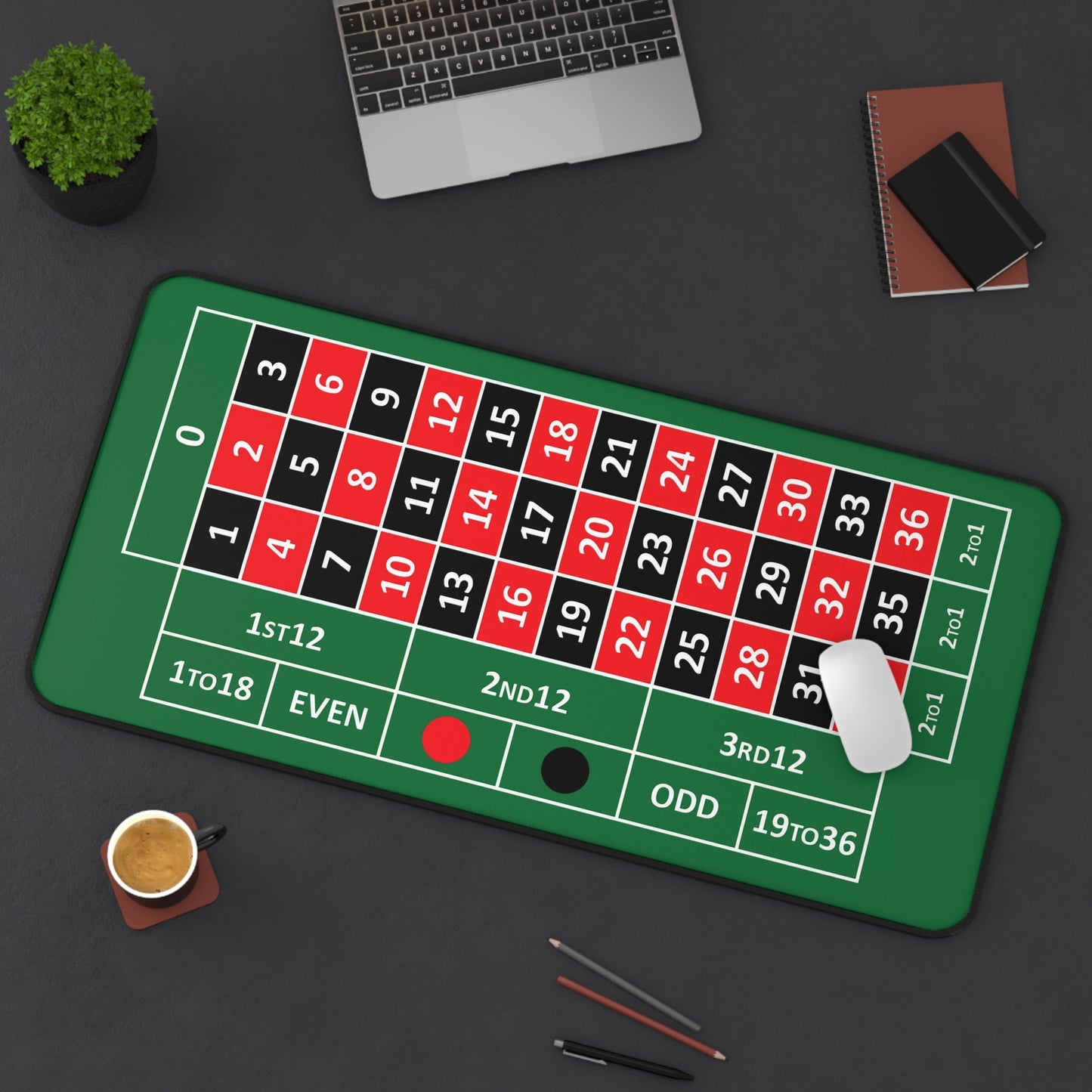 European Roulette Desk Mat — Casino-Themed Gaming/Office Mat