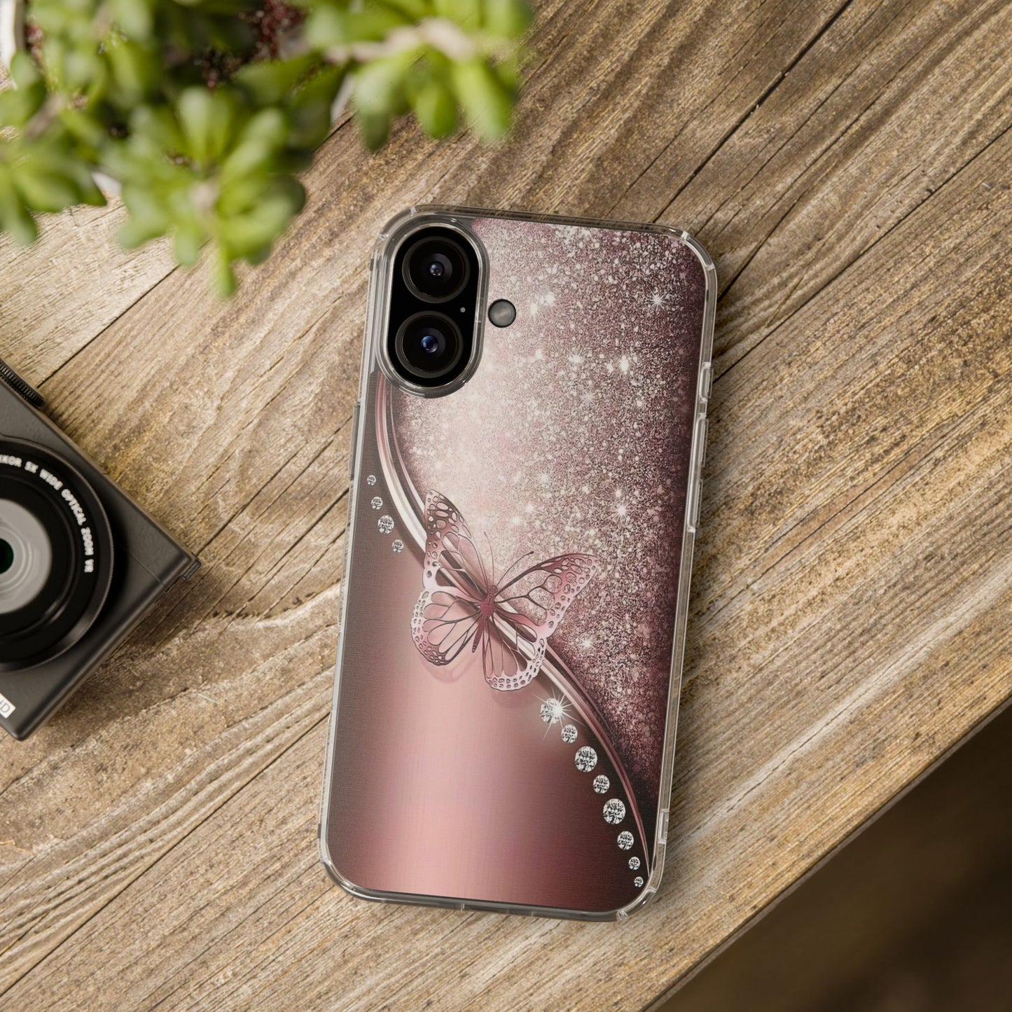 Elegant Butterfly Clear Case, Stylish Transparent Protective Cover for Women