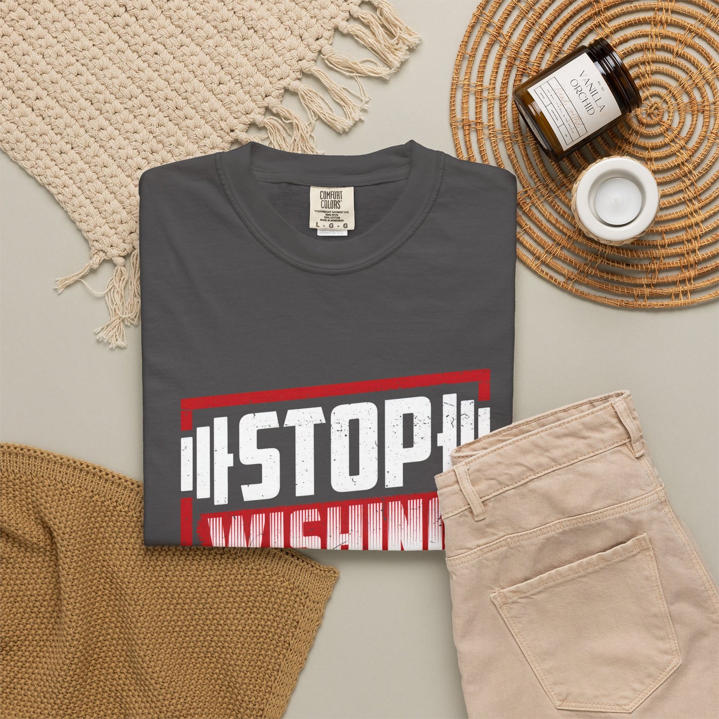 Motivational Workout T-Shirt - 'Stop Wishing Start Doing'