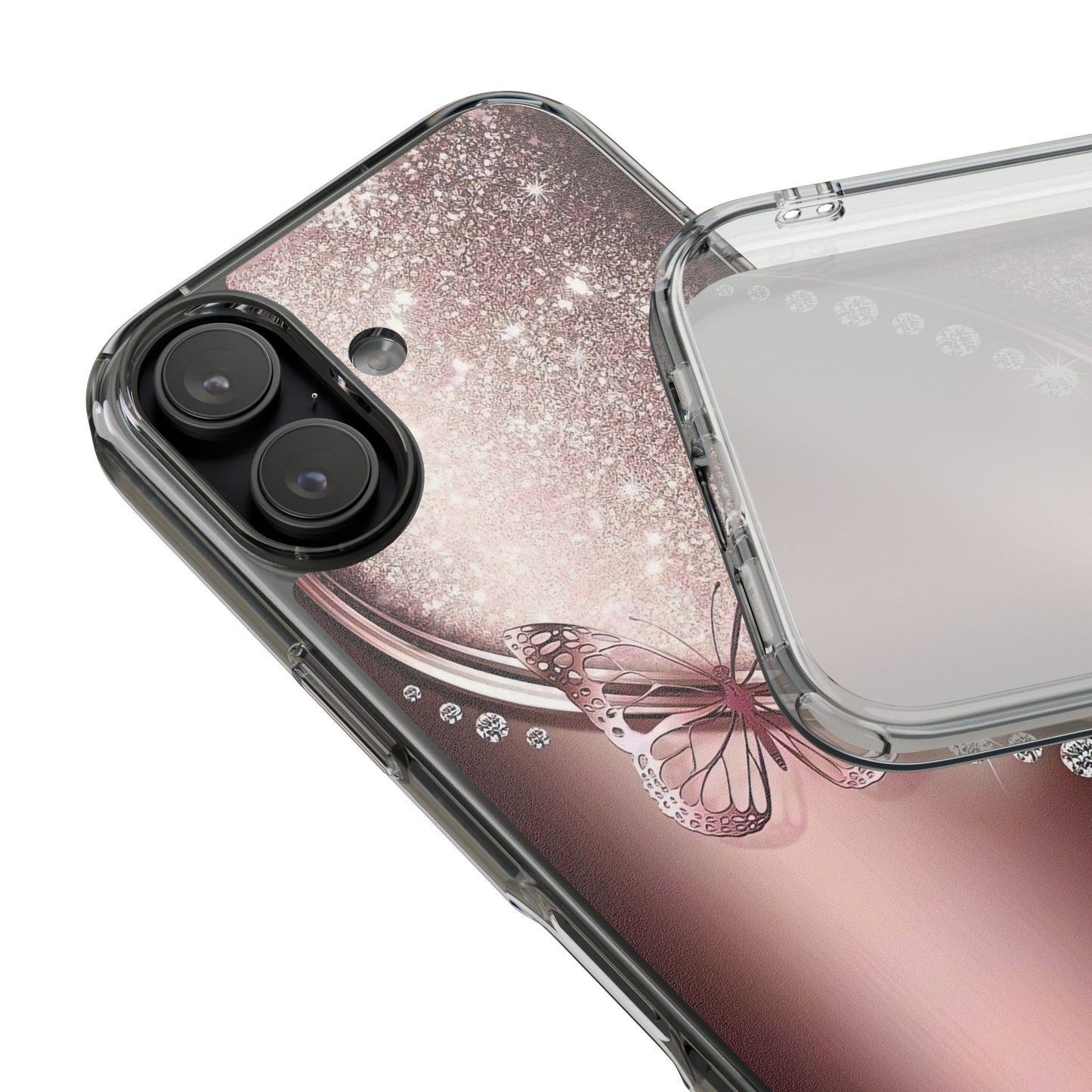 Elegant Butterfly Clear Case, Stylish Transparent Protective Cover for Women