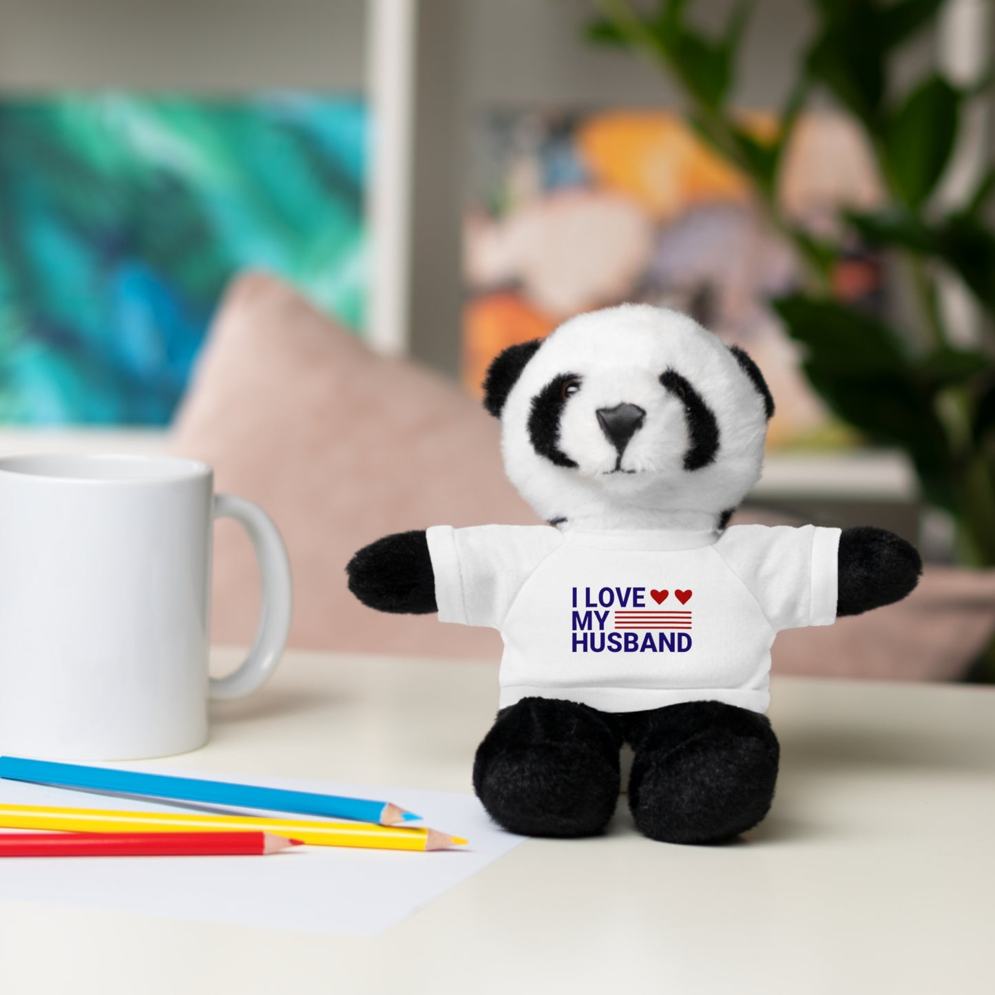 Stuffed Animal with "I love my husband" Tee, Gift for husband