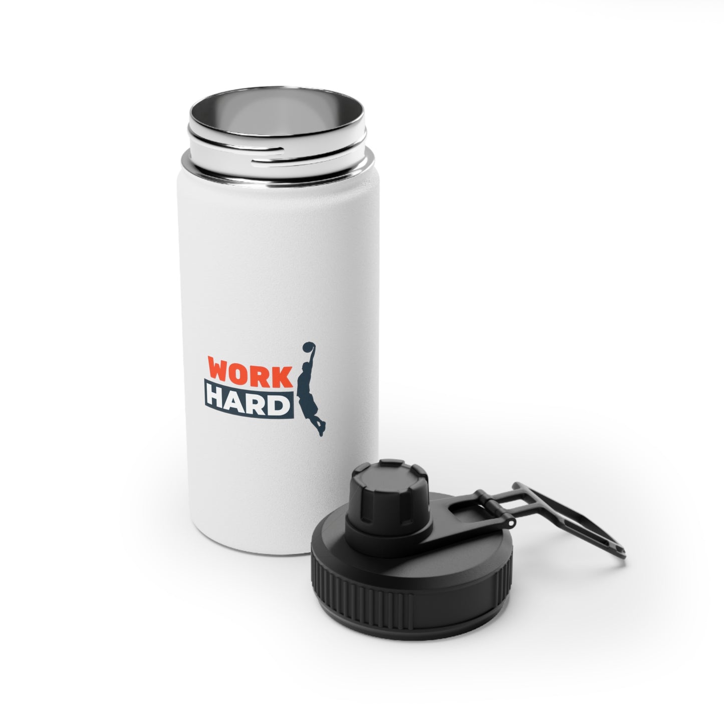 Work Hard Stainless Steel Water Bottle, Sports Lid