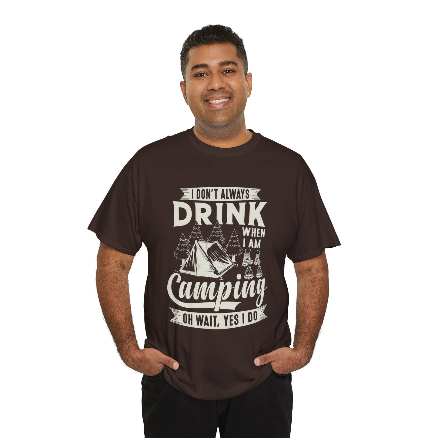 Camping Drinking Unisex Heavy Cotton Tee - Perfect Gift for Outdoor Enthusiasts