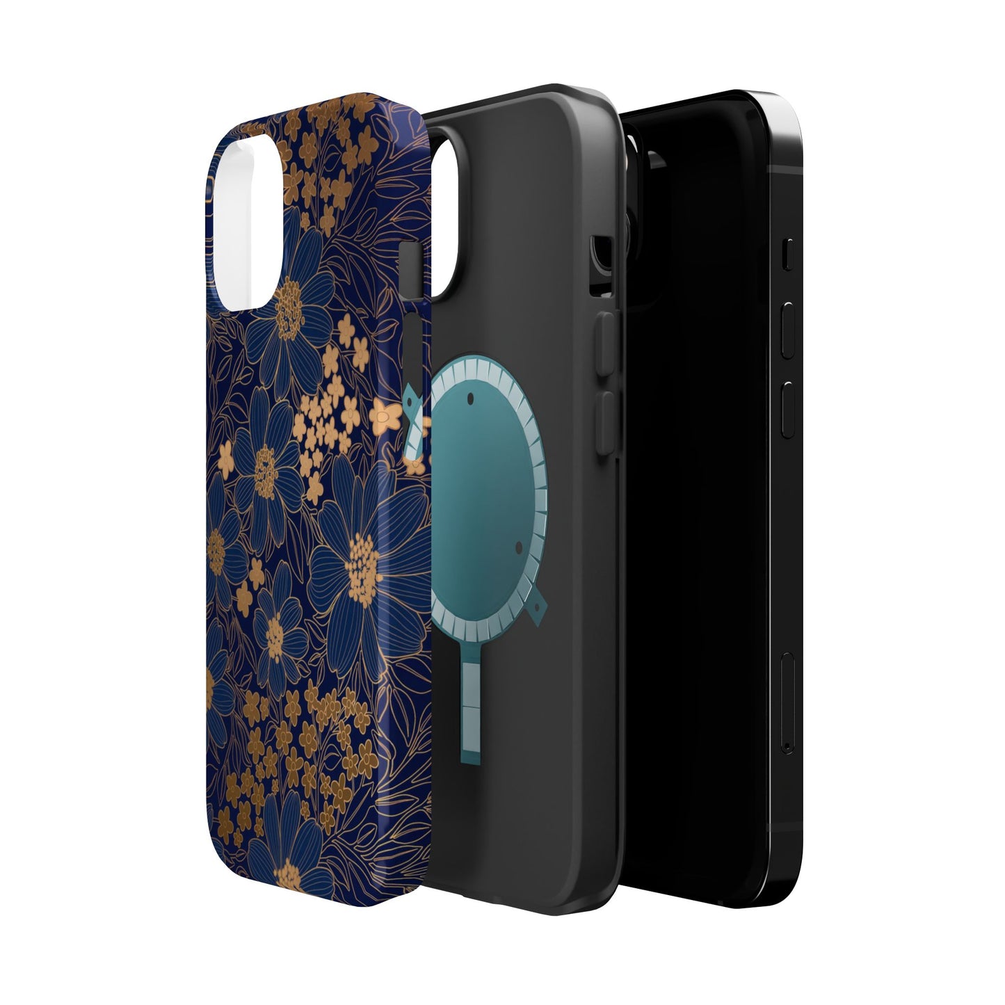 Luxury Serial Magnetic Phone Case, Golden Floral