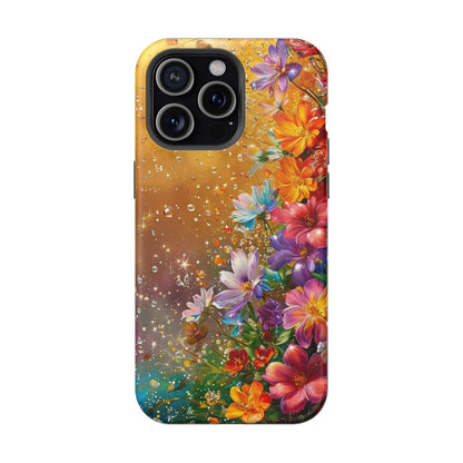 Vibrant Floral Magnetic Phone Case, Artistic Phone Cover