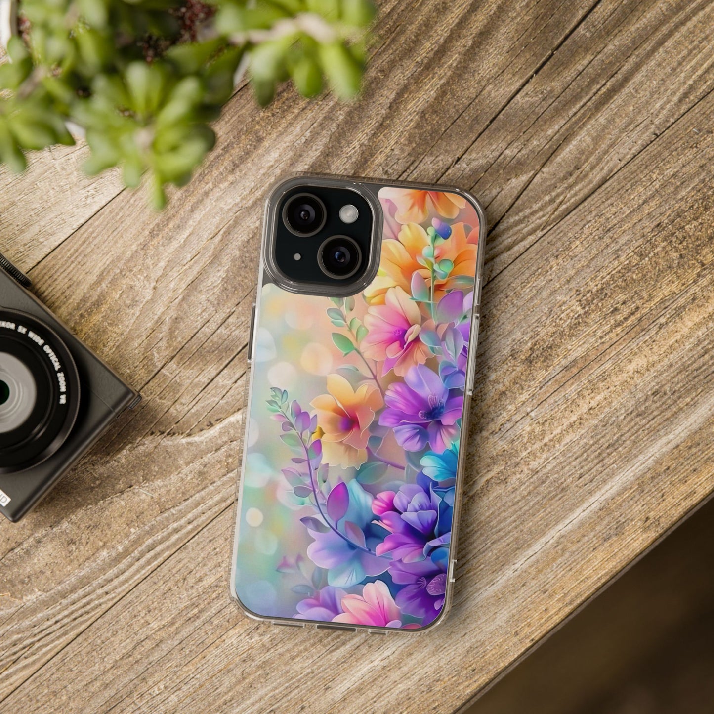 Floral Clear Phone Case -  Colorful Spring Design