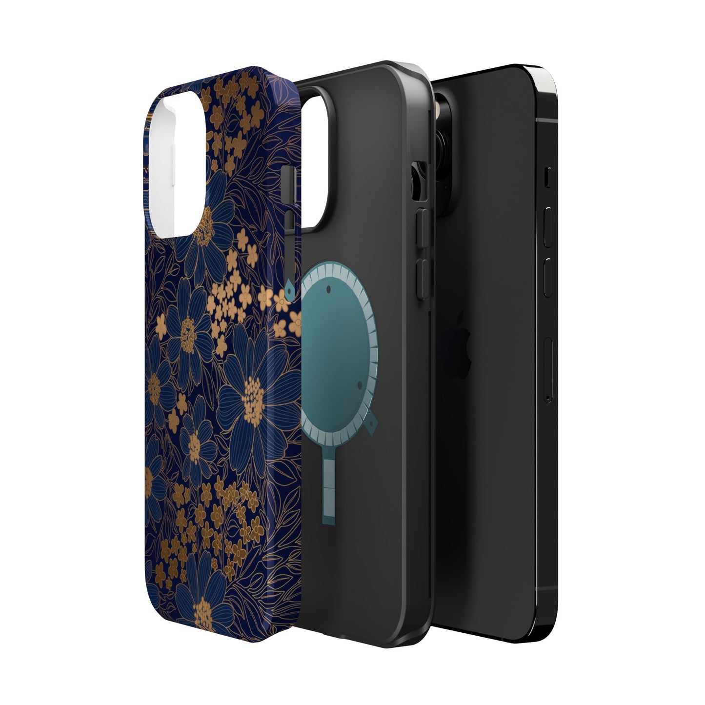 Luxury Serial Magnetic Phone Case, Golden Floral