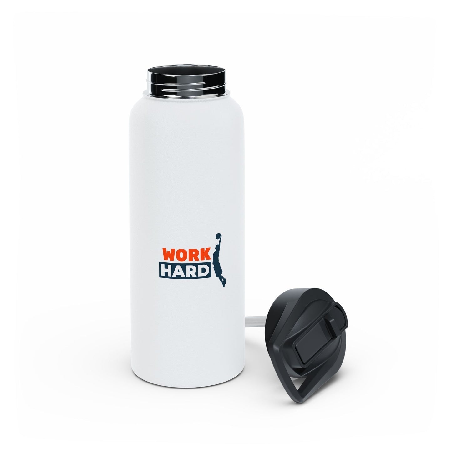 Work Hard Stainless Steel Water Bottle, Standard Lid