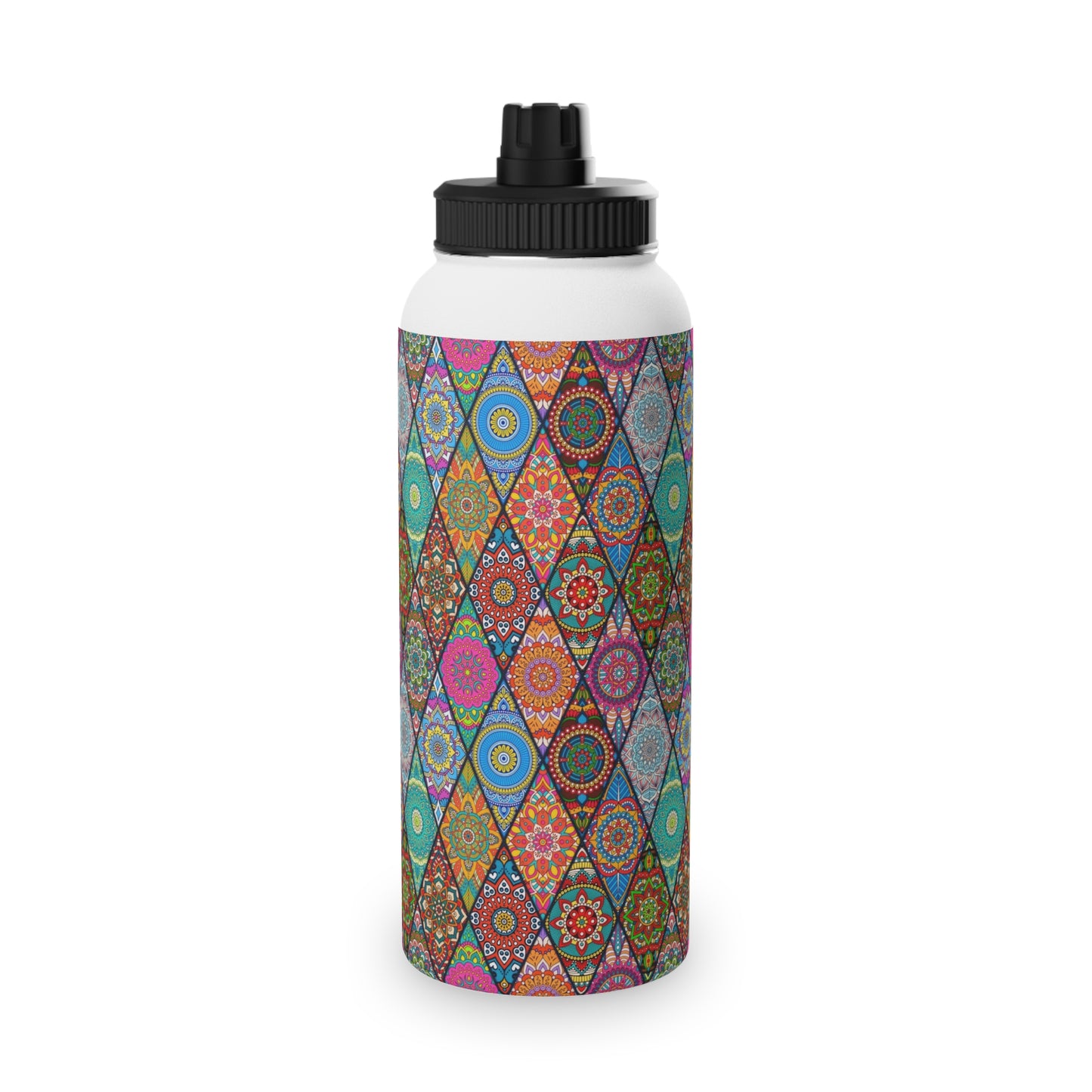 Mandala Argyle Stainless Steel Water Bottle, Sports Lid