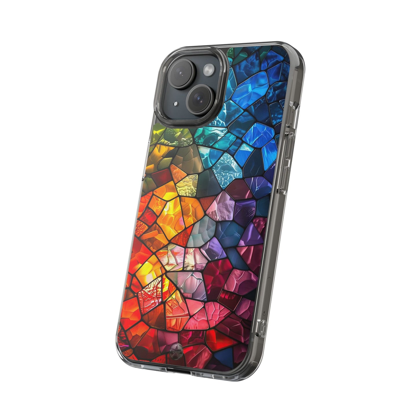 Vibrant Clear Phone Case, Colorful Stained Glass Design