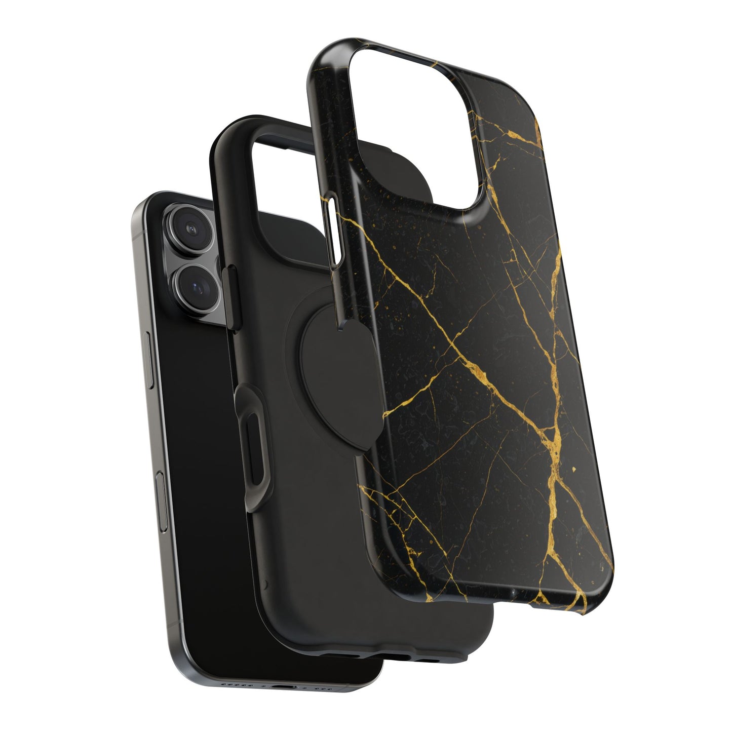 Luxury Black Marble Impact-Resistant iPhone