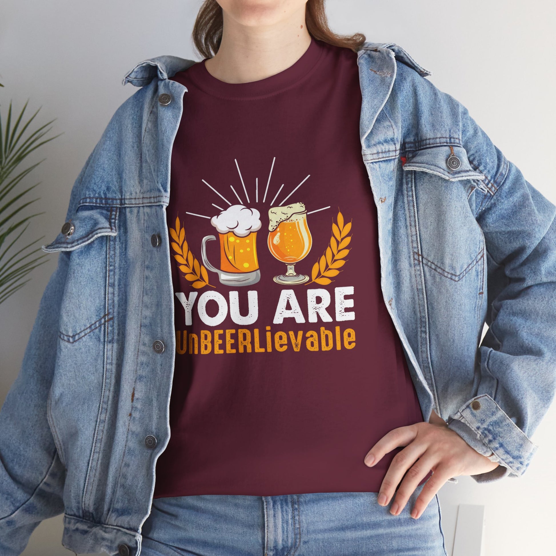 Funny Beer Slogan Tee, You Are UnBEERLievable