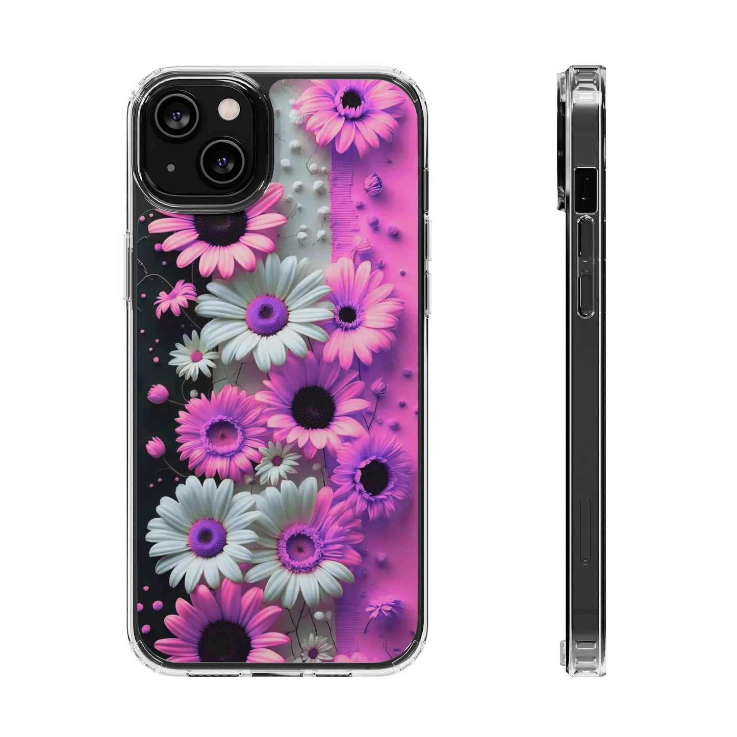 Floral Clear Phone Case – Pink Flower Design