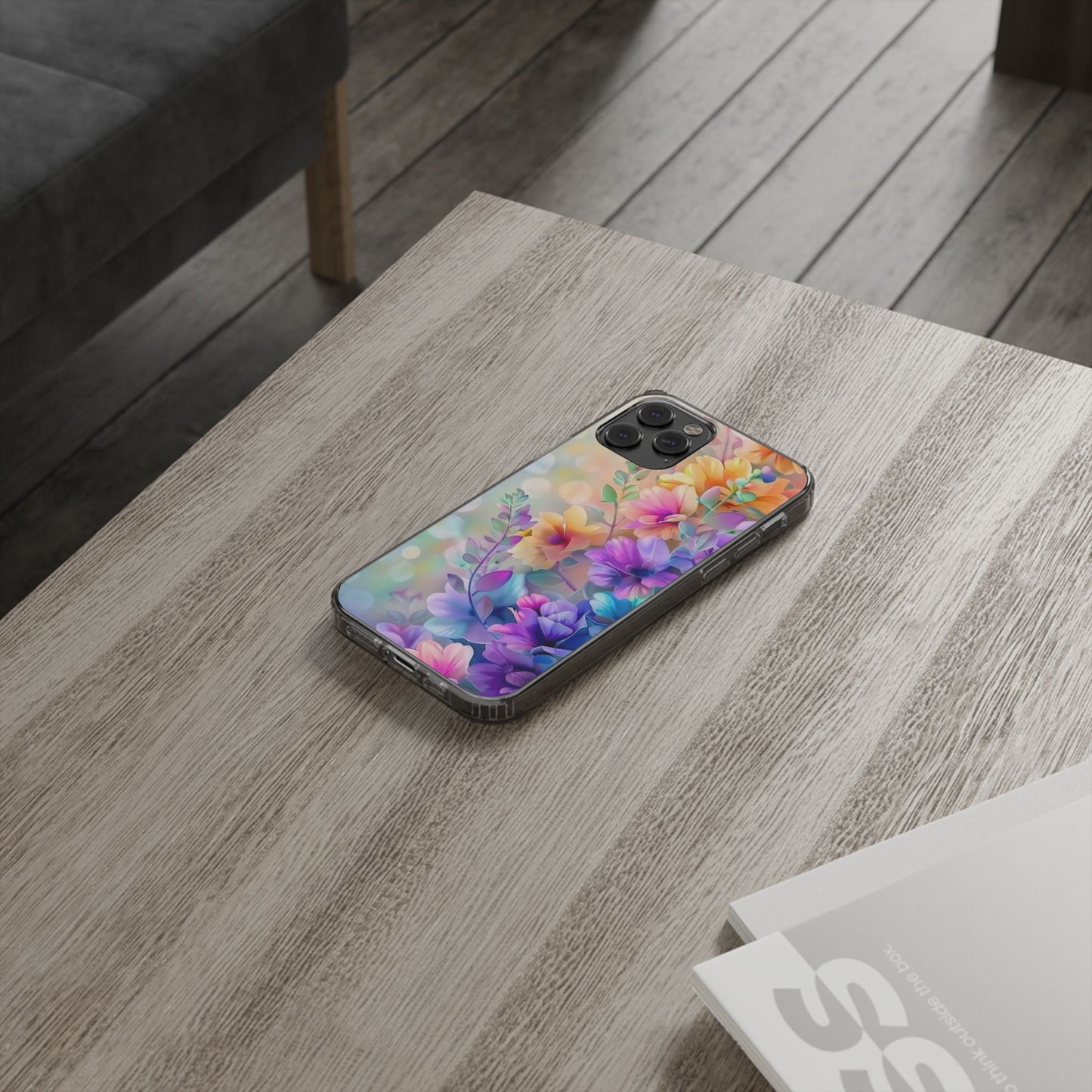 Floral Clear Phone Case -  Colorful Spring Design