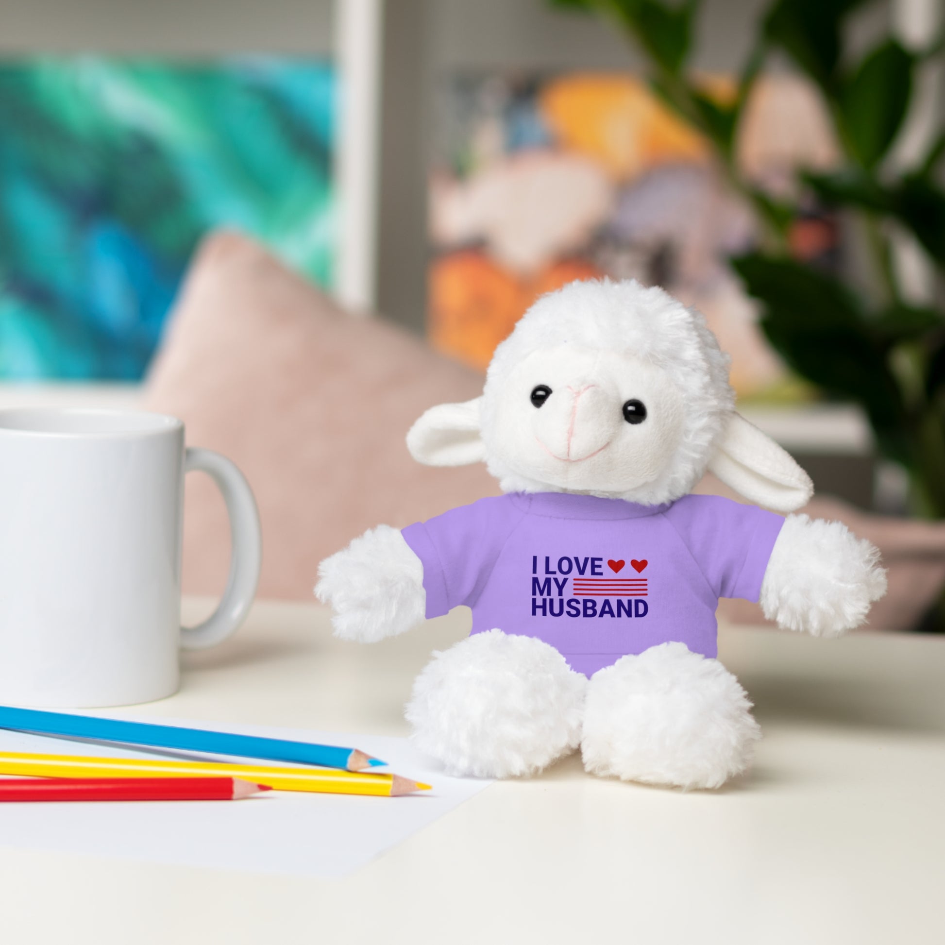 Stuffed Animal with "I love my husband" Tee, Gift for husband